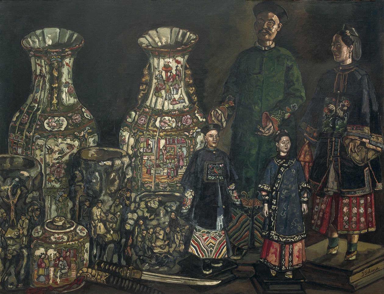 Chinesen und Vasen, 1927, Expressionismus von Jose Gutierrez Solana