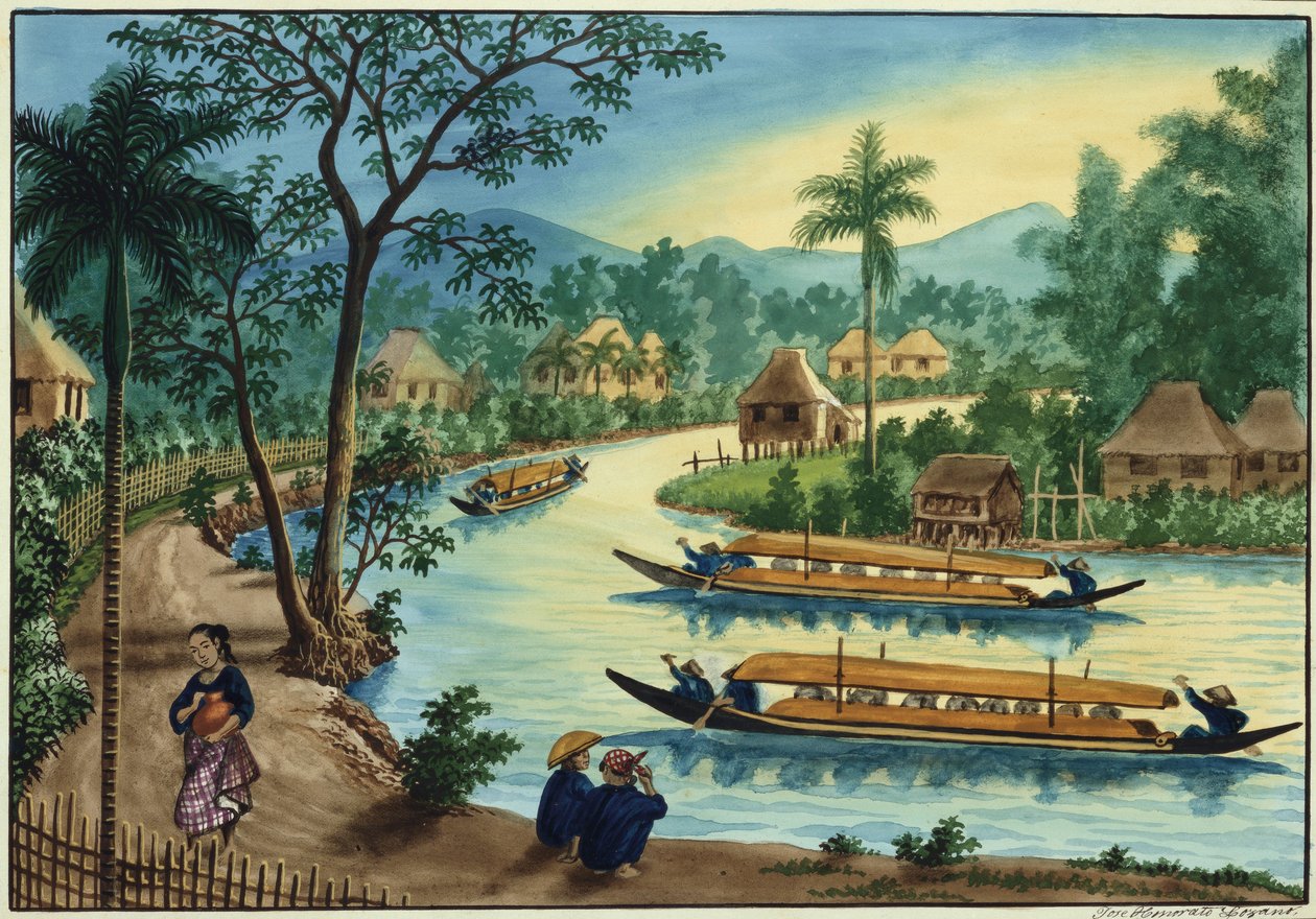 Manila und seine Umgebung: Blick nahe der Stadt Taguig am Pasig-Fluss von Jose Honorato Lozano