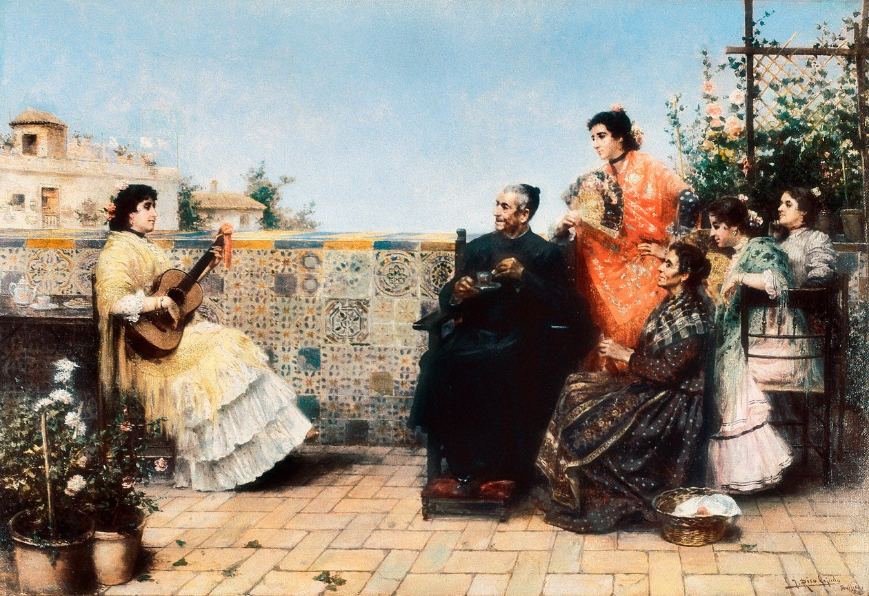 Der Besuch des Pfarrers (Gemälde, Anfang 20. Jahrhundert) von Jose Rico y Cejudo