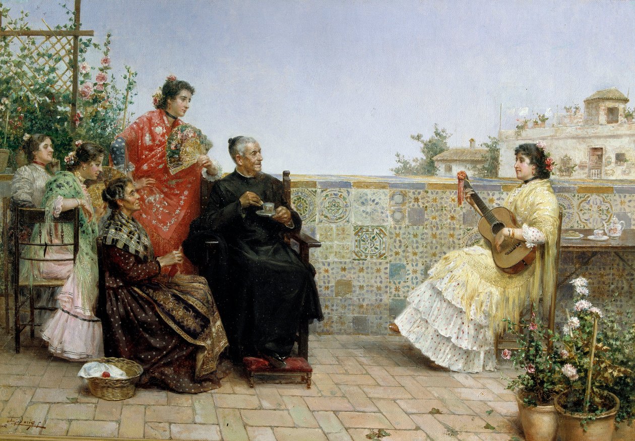 Besuch des Priesters, 19. Jahrhundert von Jose Rico y Cejudo