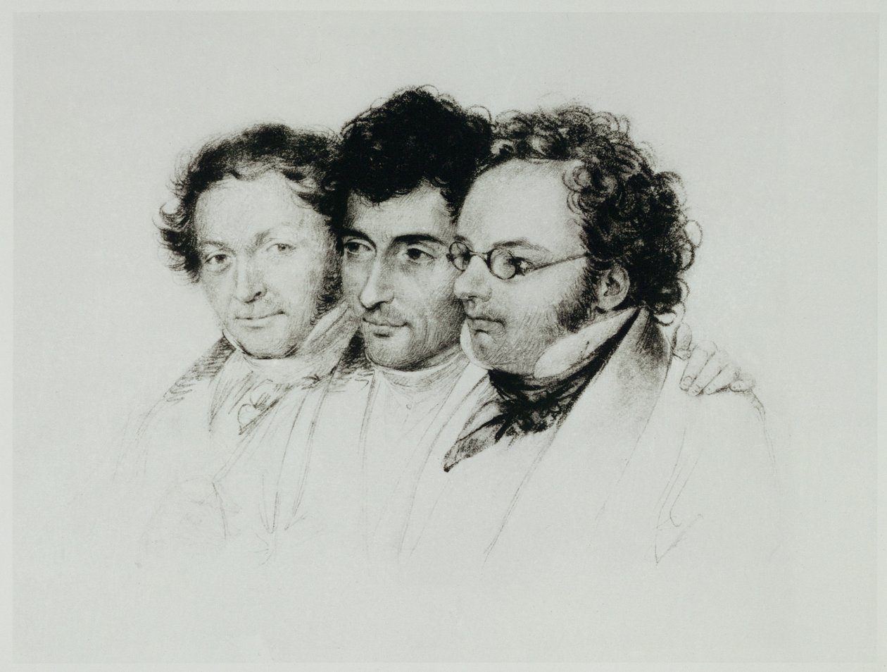 Johann Baptist Jenger, Anselm Hüttenbrenner und Franz Schubert von Josef Eduard Teltscher