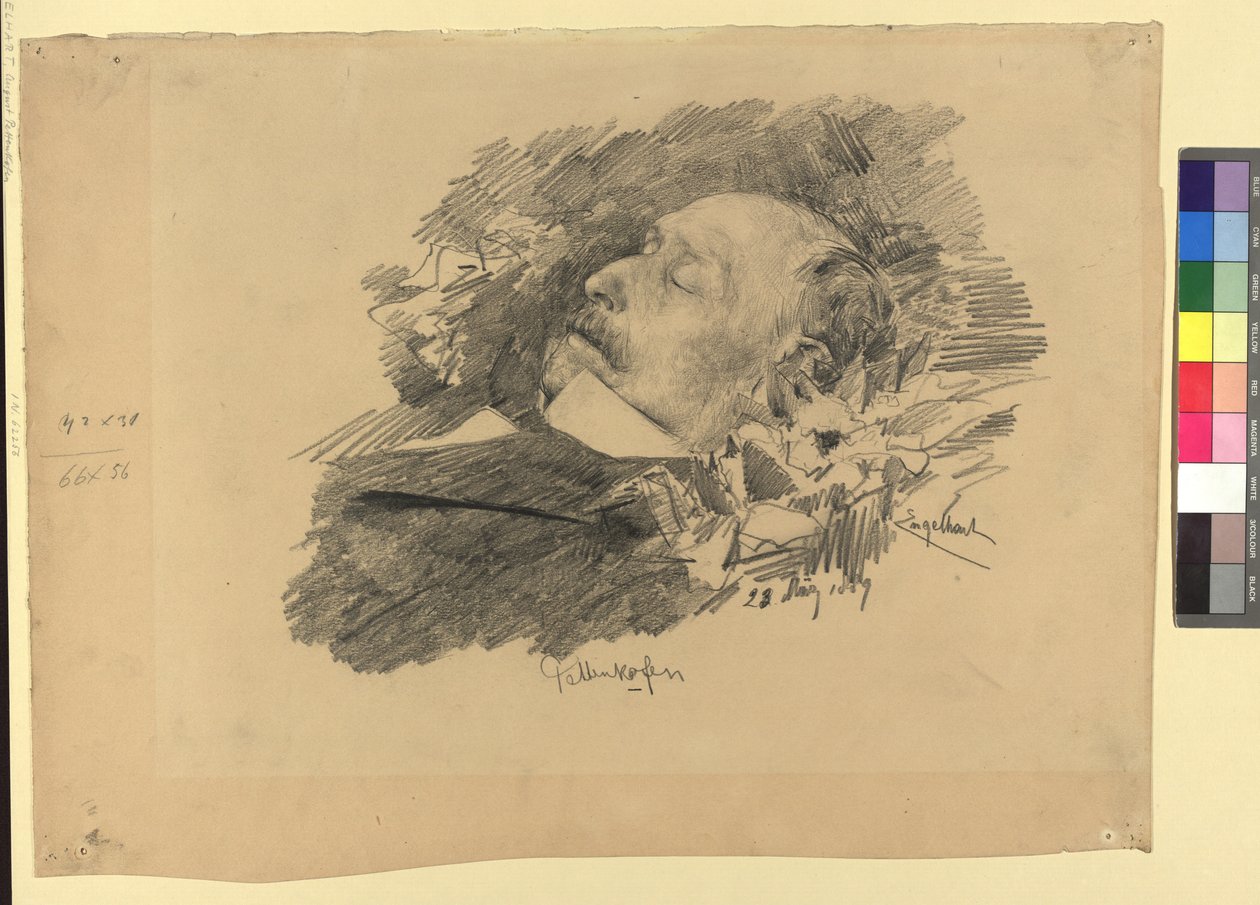 Der Maler August Pettenkofen auf dem Totenbett von Josef Engelhart