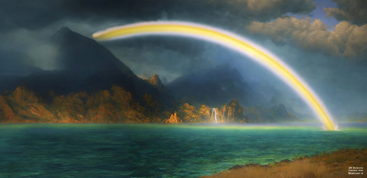 JJM rekreiert Bierstadt-A: Regenbogen über Jenny Lake von Josef Johann Michel
