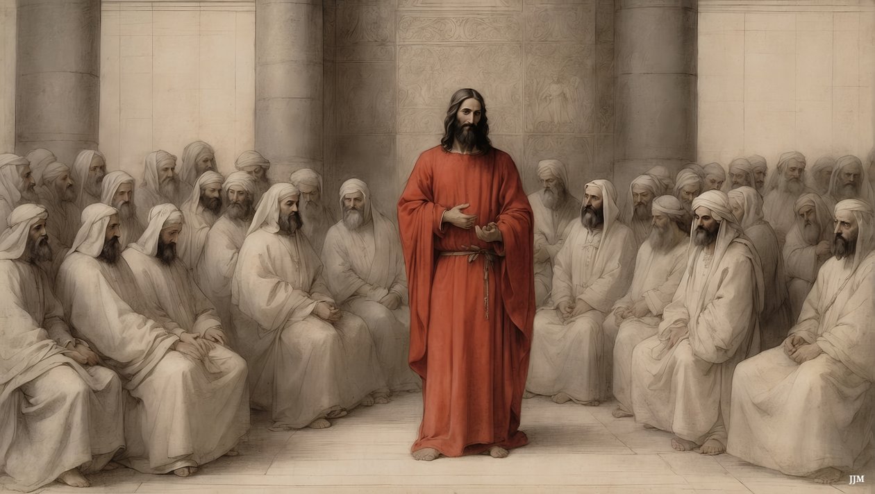 Jesus angeklagt vor dem hohen Rat der Juden von Josef Johann Michel