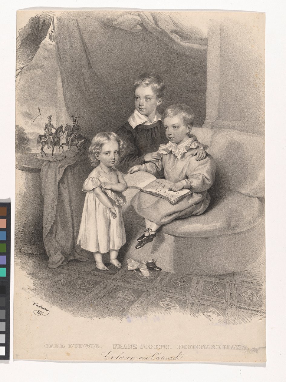 Die Erzherzöge Karl Ludwig, Franz Josef und Ferdinand Max von Österreich von Josef Kriehuber