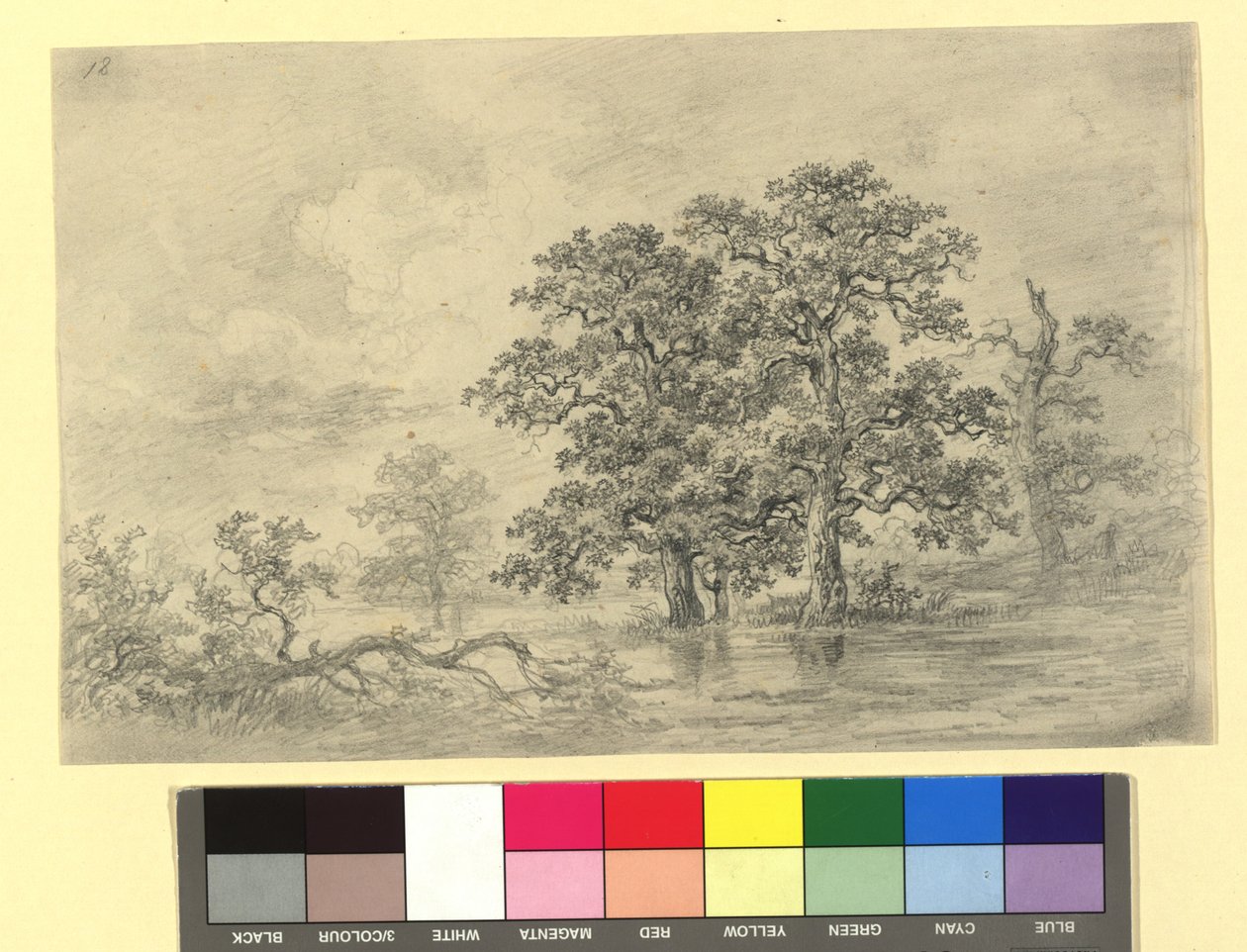 Flusslandschaft mit Bäumen von Josef Kriehuber