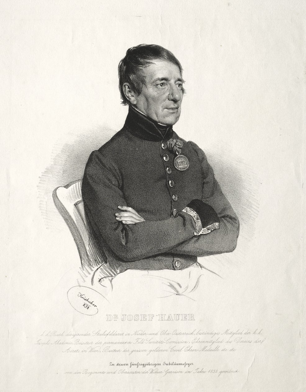 Porträt von Dr. Joseph Hauer von Josef Kriehuber