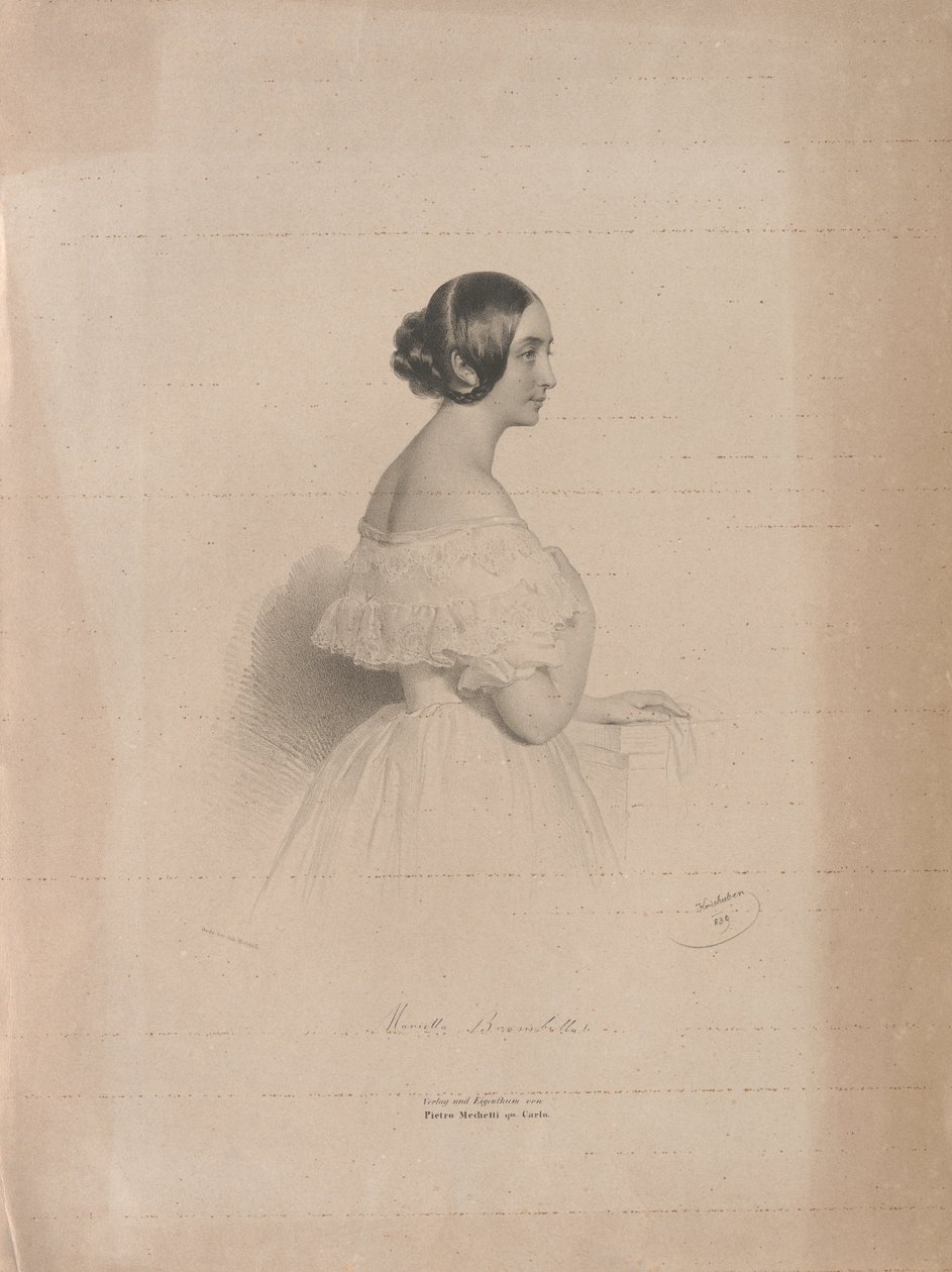 Porträt der Opernsängerin Marietta Brambilla 1807-1875, 1839 von Josef Kriehuber