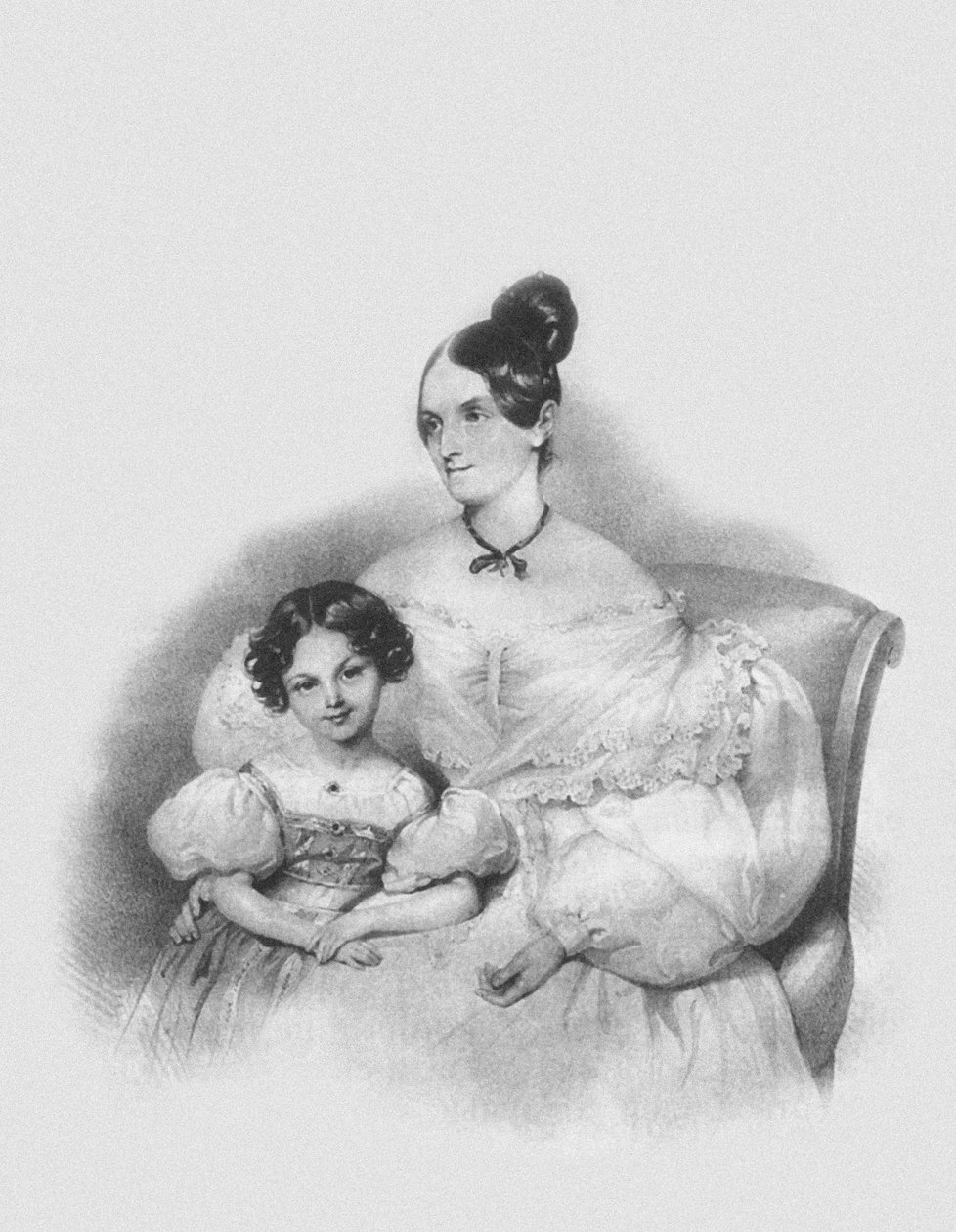 Porträt von Olga Narychkina Potocki mit ihrer Tochter Sophie 1802-1861, 1835 von Josef Nikolaus Kriehuber