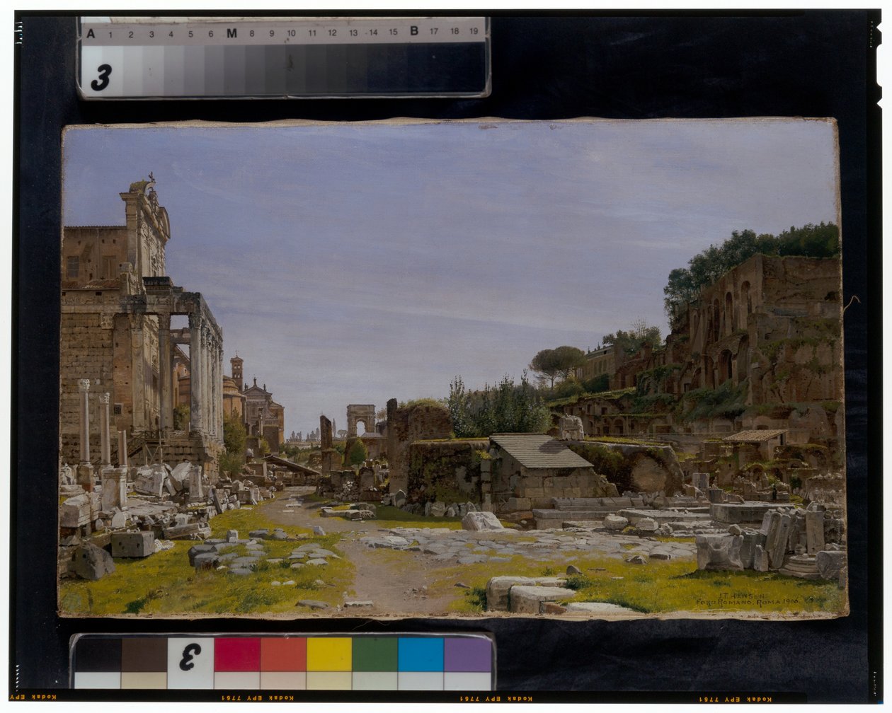 Zwei Ansichten des Forum Romanum von Josef Theodor Hansen