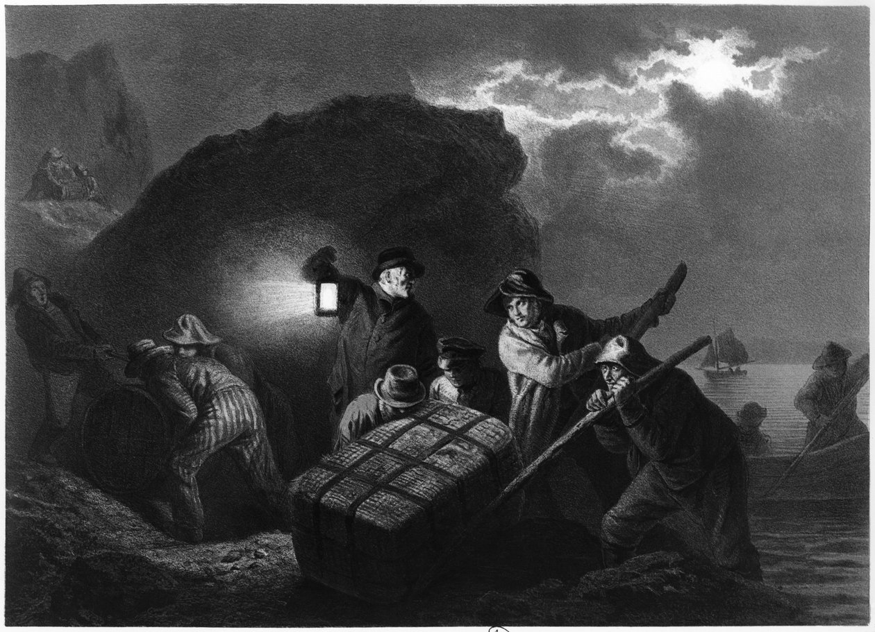 Schmuggler an der Ostküste Schwedens, frühes 19. Jahrhundert von Josef Wilhelm Wallander