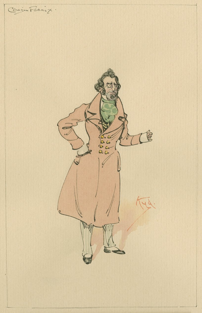 Cousin Feenix, alias Lord Feenix, ca. 1920er (Feder und Tinte mit Aquarell auf Papier) von Joseph Clayton Clarke