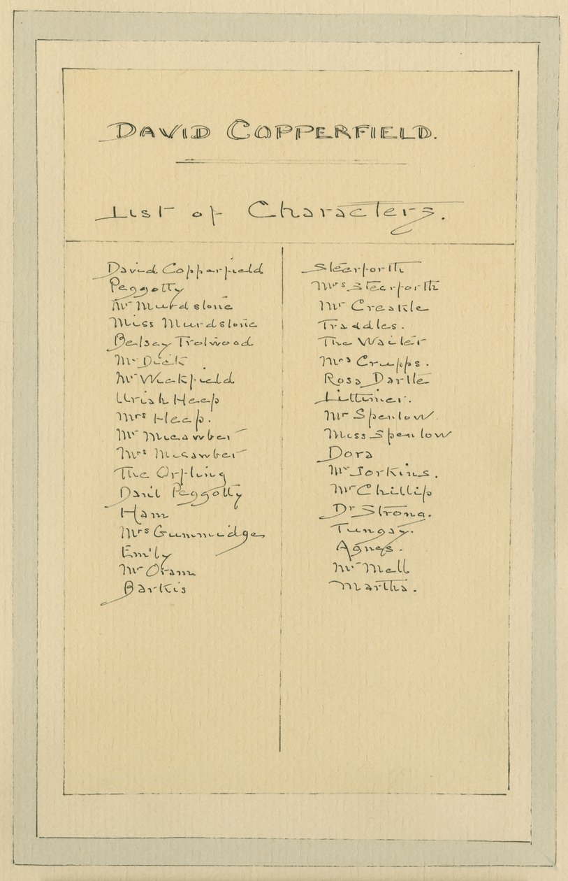 Liste der Charaktere, ca. 1920er Jahre von Joseph Clayton Clarke