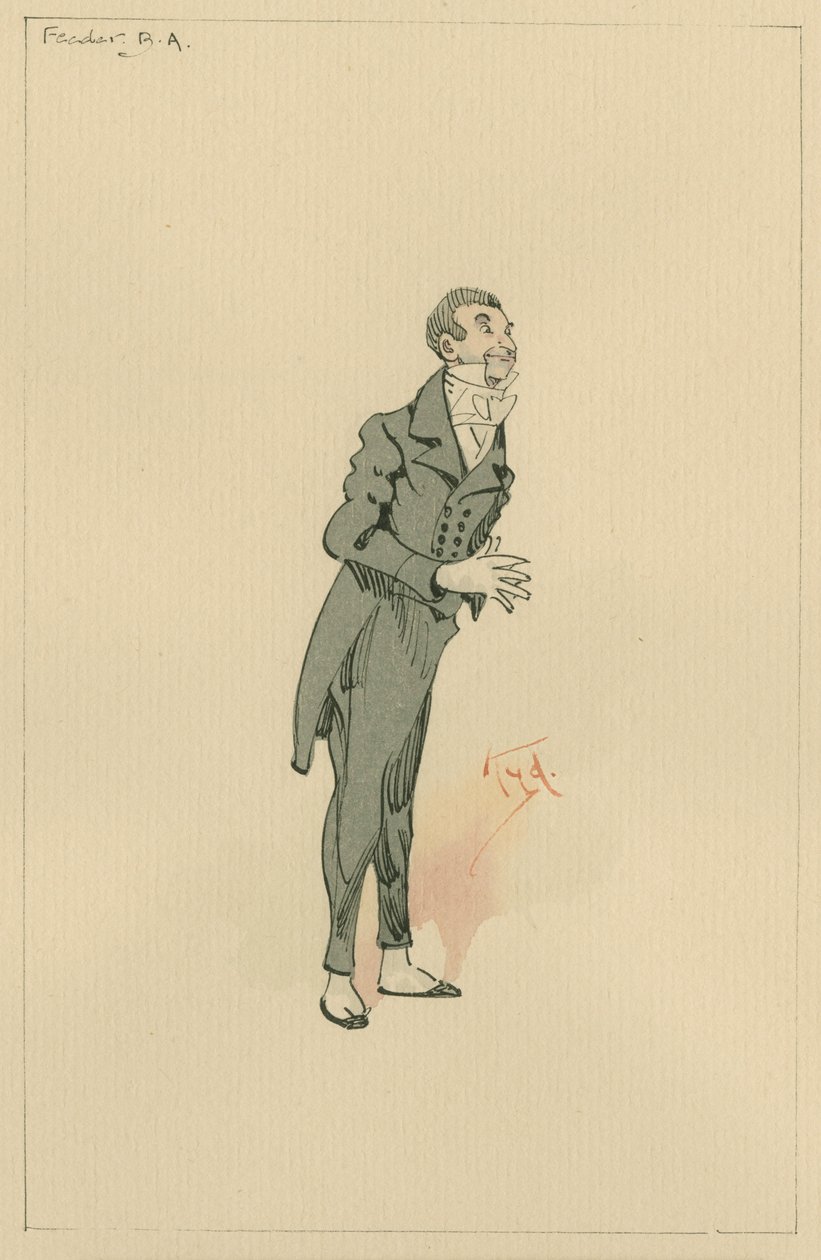 Mr. B. A. Feeder, ca. 1920er (Feder und Tinte mit Aquarell auf Papier) von Joseph Clayton Clarke