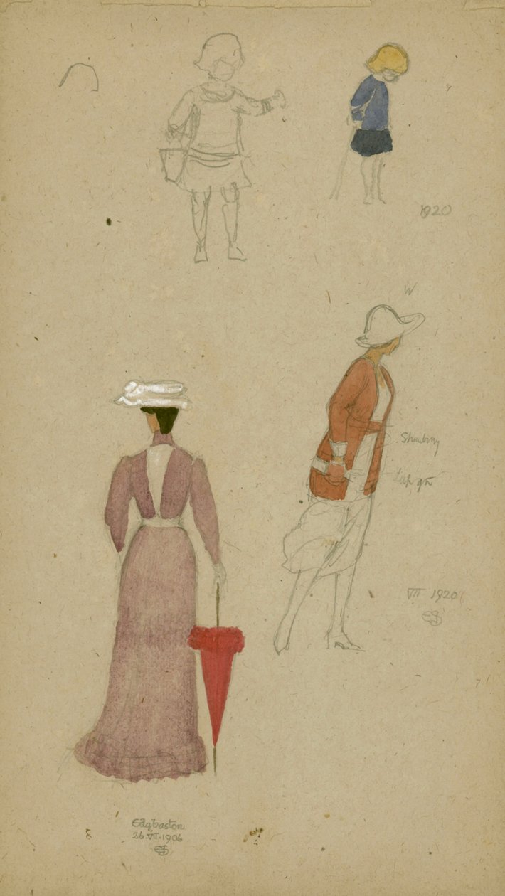 Studie von Frauen mit Hüten und Kind von Joseph Edward Southall