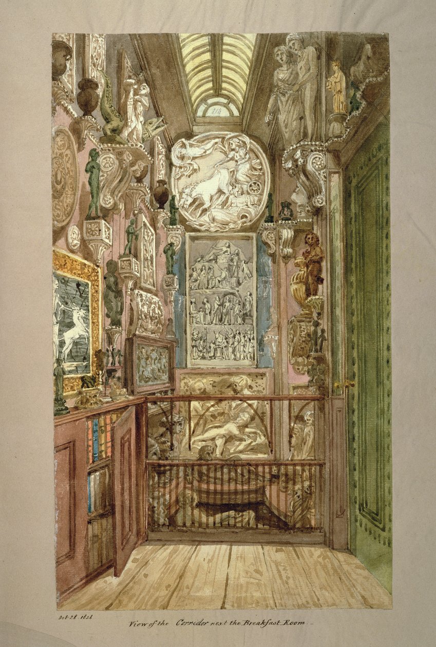 Blick auf den Korridor neben dem Frühstücksraum, 28. Oktober 1826 von Joseph Michael Gandy