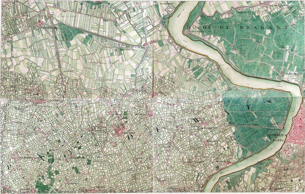 Karte von Antwerpen, Belgien von Joseph de Ferraris