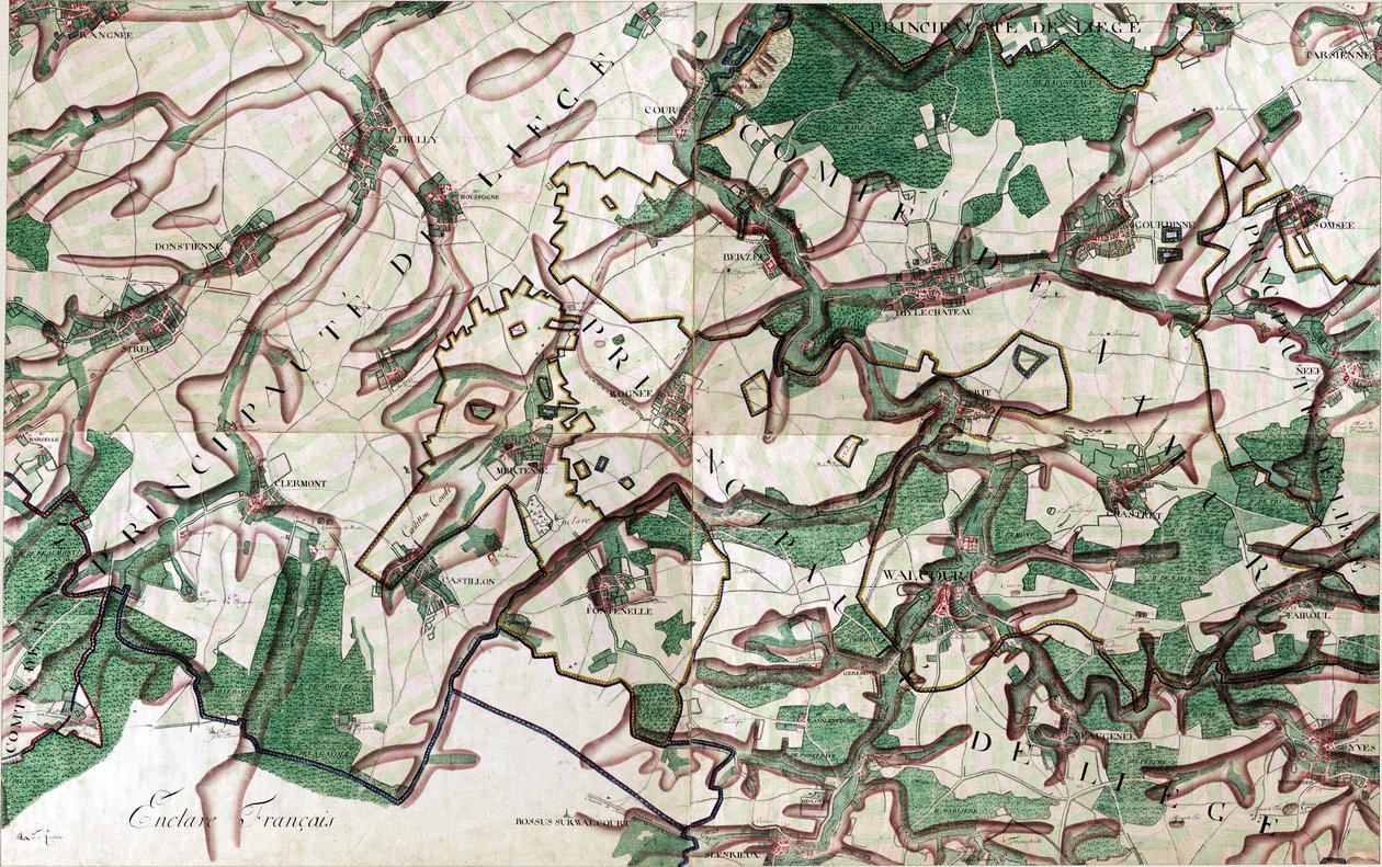 Karte von Walcourt, Belgien von Joseph de Ferraris