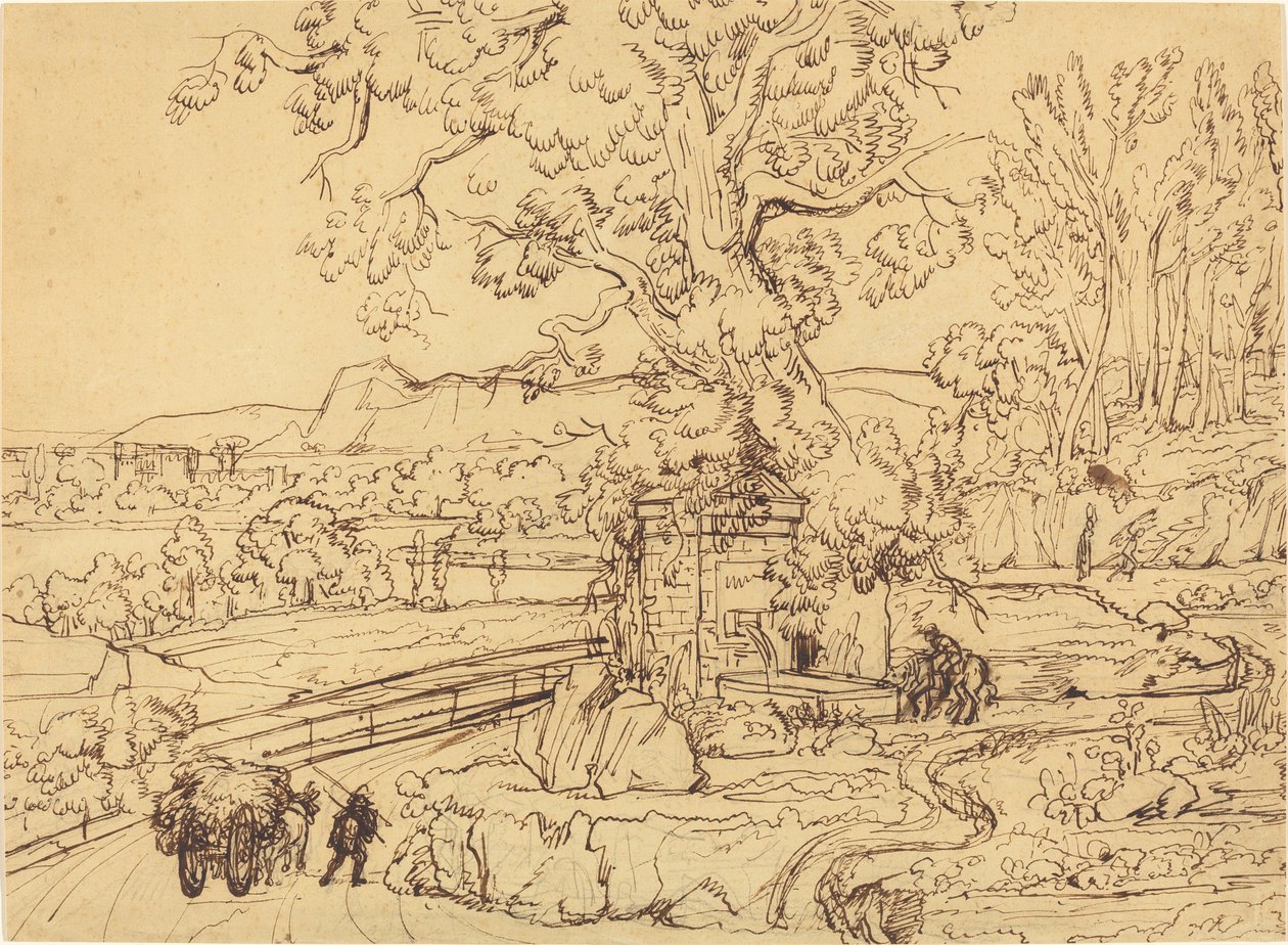 Die römische Campagna mit einem antiken Brunnen von Joseph Anton Koch