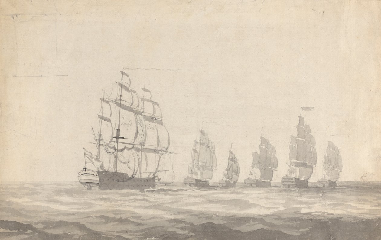 Sechs Schlachtschiffe bei schwerer See von Joseph Cartwright