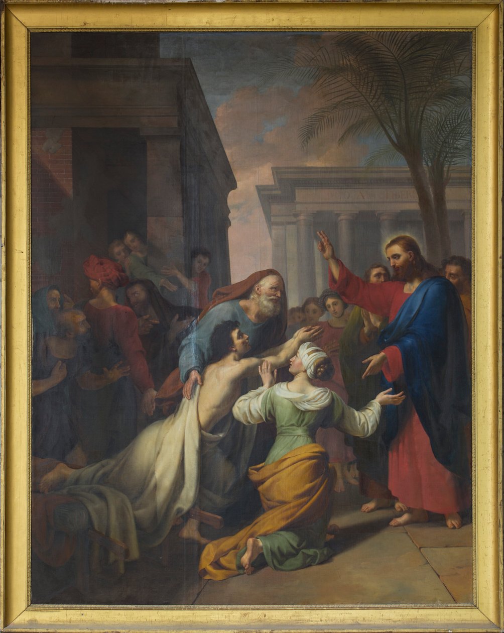 Die Auferstehung des Sohnes der Witwe von Naim. Öl auf Leinwand von Jacques Chabord (1786-1848). Schiff der Kathedrale von Sens von Joseph Chabord