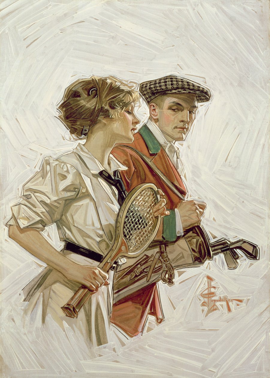 Golf oder Tennis?, ca. 1915 von Joseph Christian Leyendecker
