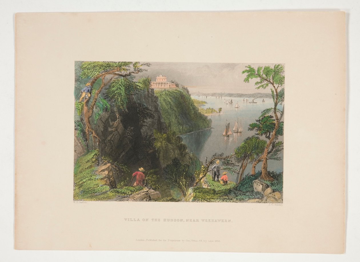 Villa am Hudson, in der Nähe von Weehawken, Illustration für Nathaniel Parker Willis von Joseph Clayton Bentley