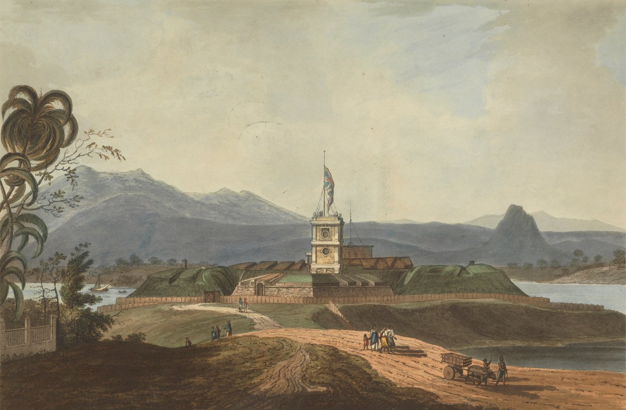 Südostansicht von Fort Marlborough, Benkulen, Sumatra, 1799 von Joseph Constantine Stadler