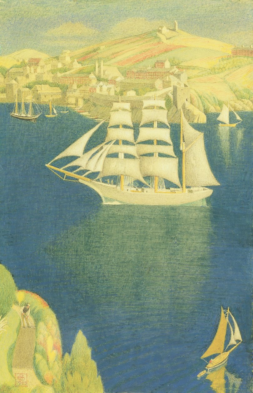 Die weiße Bark in Fowey von Joseph Edward Southall
