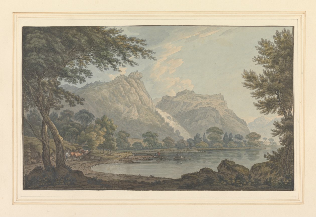 Lodore Rocks -- Wasserfall & Hütte - Entfernung von Joseph Farington