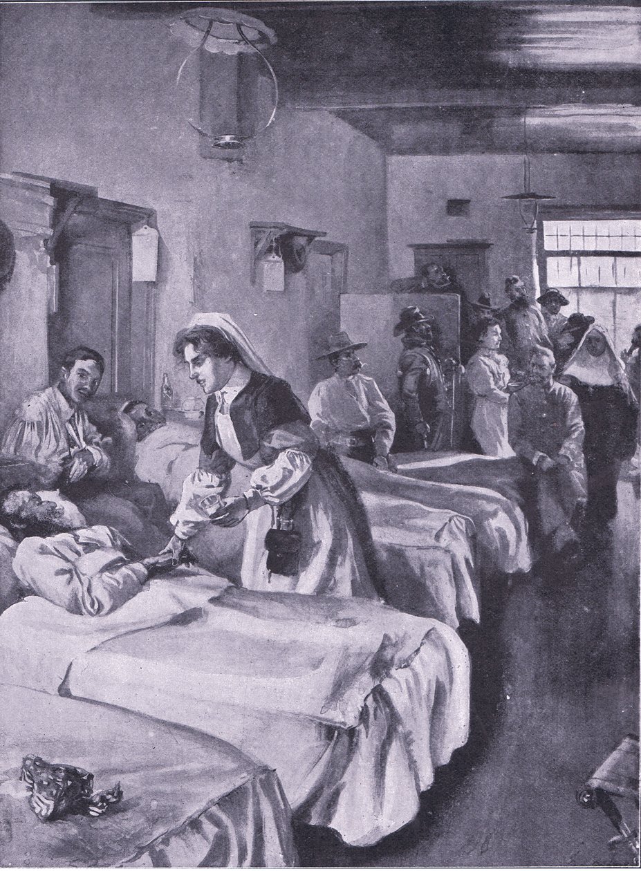Burenkriegsgefangene im Palasthospital in Simonstown, Illustration aus After Pretoria: The Guerilla War, 1902 von Joseph Finnemore