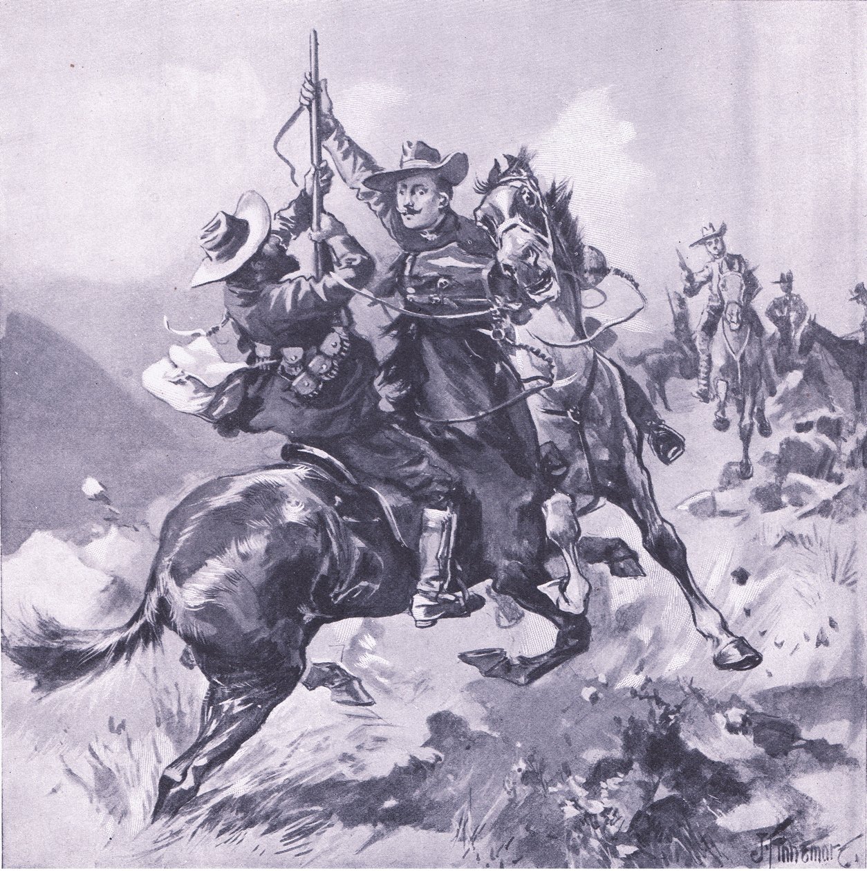 Die Gefangennahme von Feldkornett Swanepool, Illustration aus After Pretoria: The Guerilla War, 1902 von Joseph Finnemore
