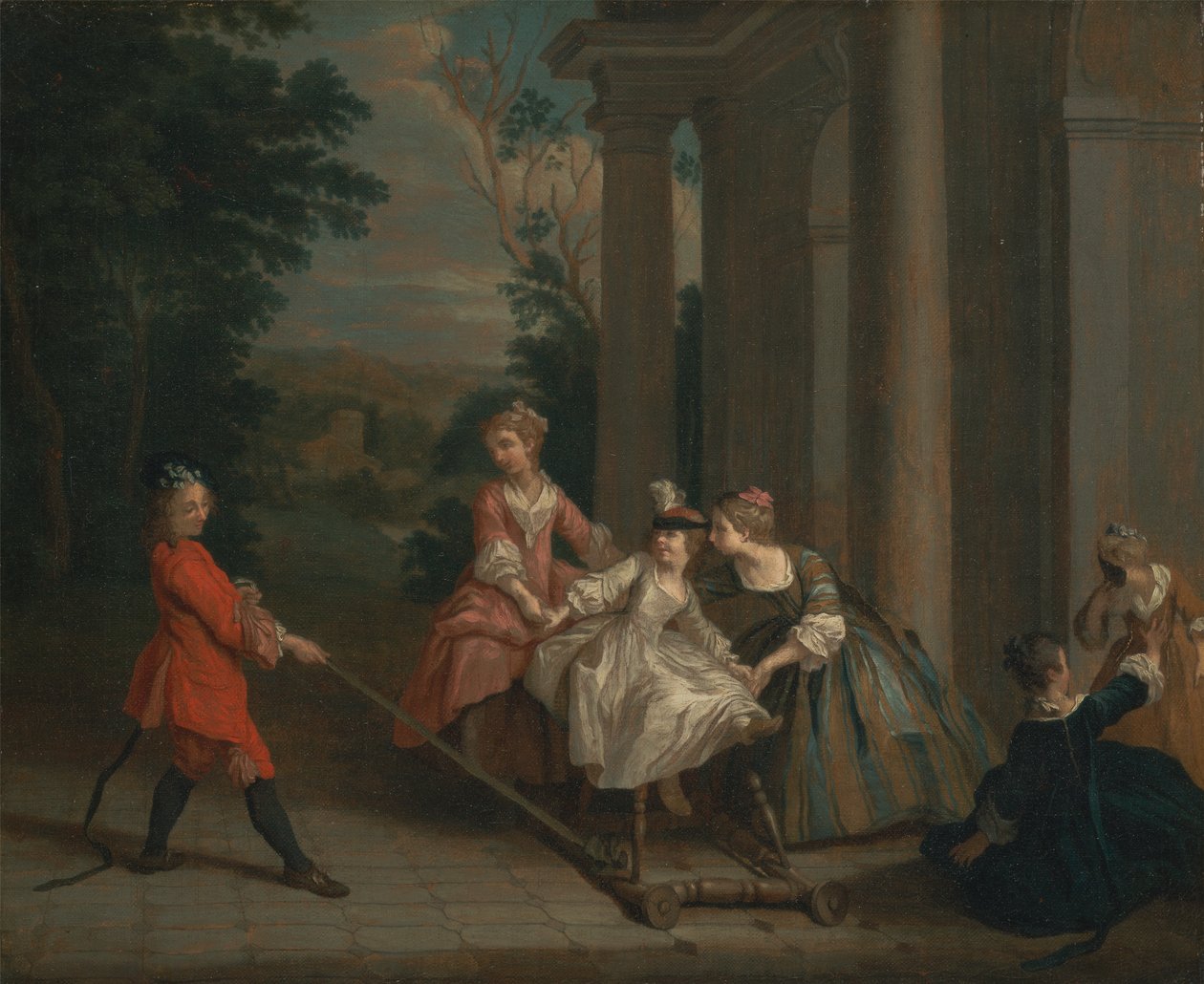 Kinder spielen mit einem Steckenpferd von Joseph Francis Nollekens