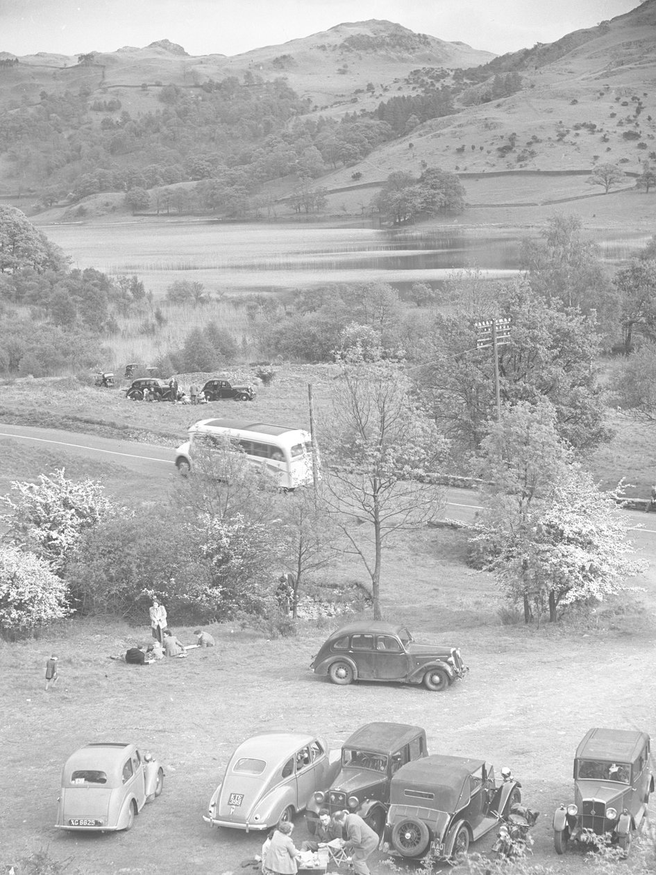 Eine Gruppe von Autos geparkt bei Rydal Water von Joseph Hardman