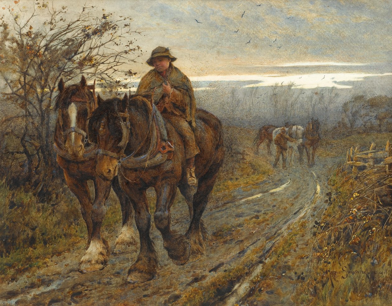 Müde Tiere kehren vom Pflug zurück, 1894 von Joseph Harold Swanwick