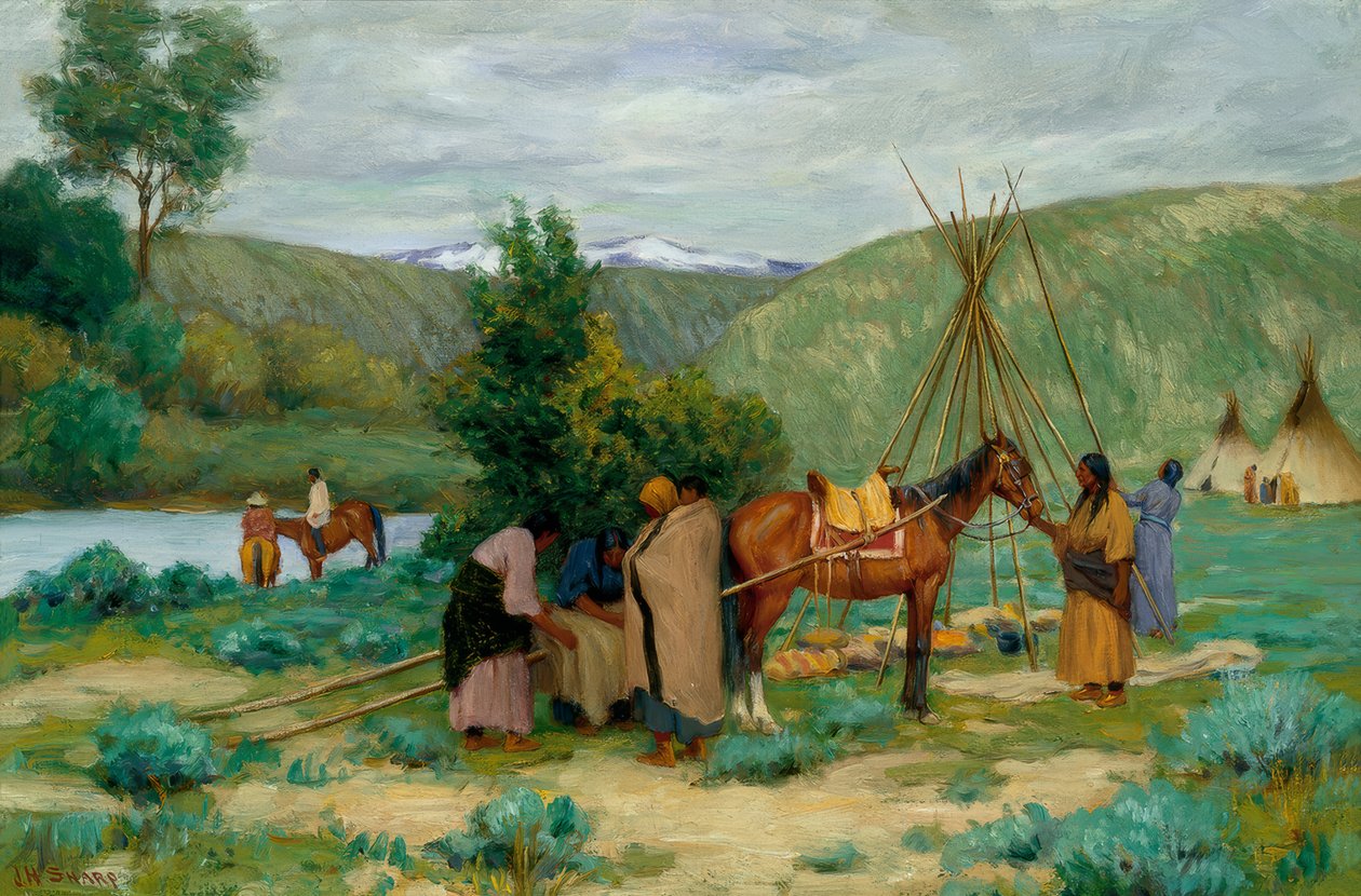 Lageraufbau, Little Big Horn, Montana von Joseph Henry Sharp