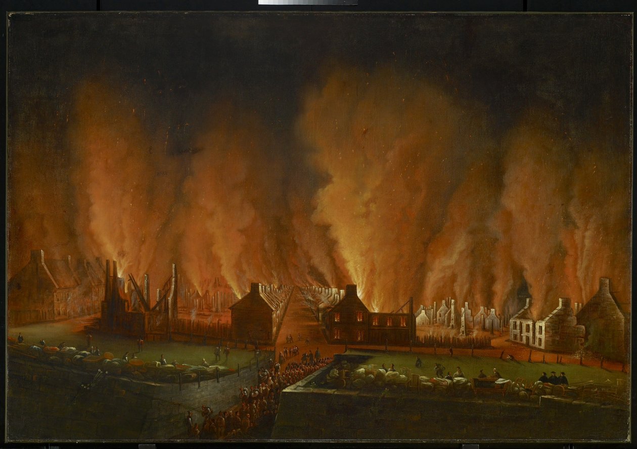 Das Feuer im Saint-Jean-Viertel, Blick nach Westen von Joseph Légaré