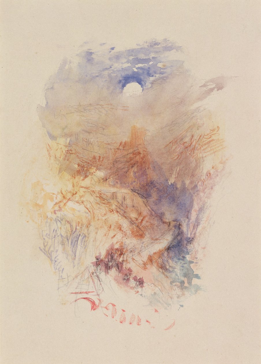 Ein Gebirgspass im Mondlicht, ca. 1845 von Joseph Mallord William Turner