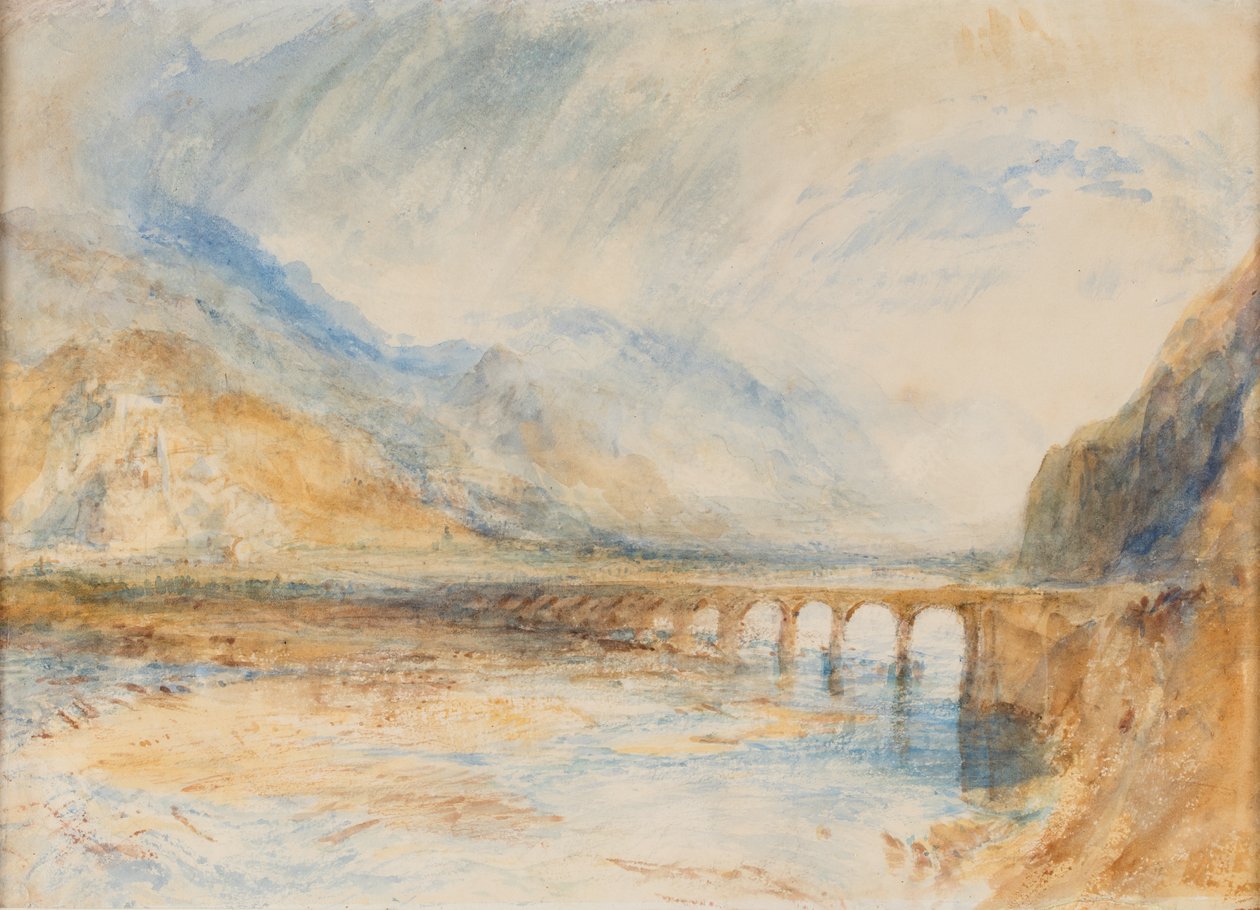 Bellinzona - Die Brücke über den Ticino, ca. 1843 (Aquarell auf Papier) von Joseph Mallord William Turner
