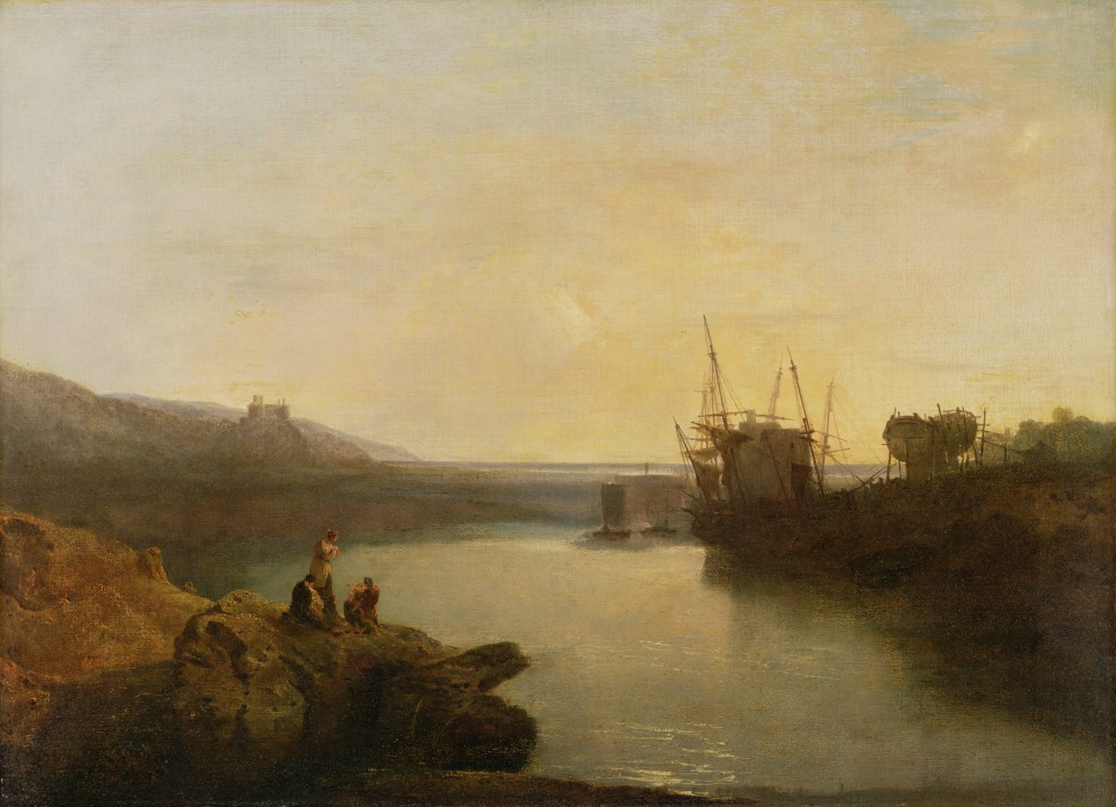 Harlech Castle, von Twgwyn Ferry, Sommerabenddämmerung von Joseph Mallord William Turner