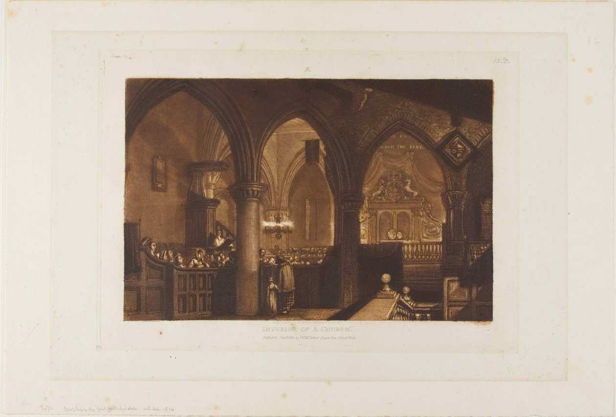 Innenansicht einer Kirche, Platte 70 aus Liber Studiorum von Joseph Mallord William Turner
