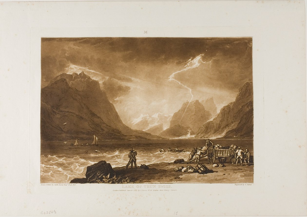 Thunersee, Tafel 15 aus Liber Studiorum von Joseph Mallord William Turner