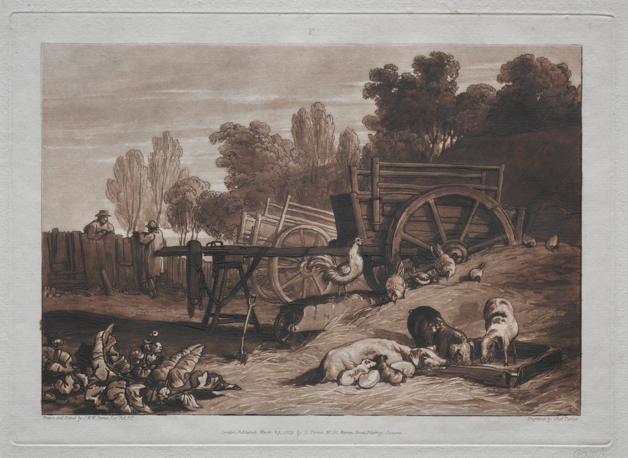 Liber Studiorum: Der Bauernhof mit dem Hahn von Joseph Mallord William Turner