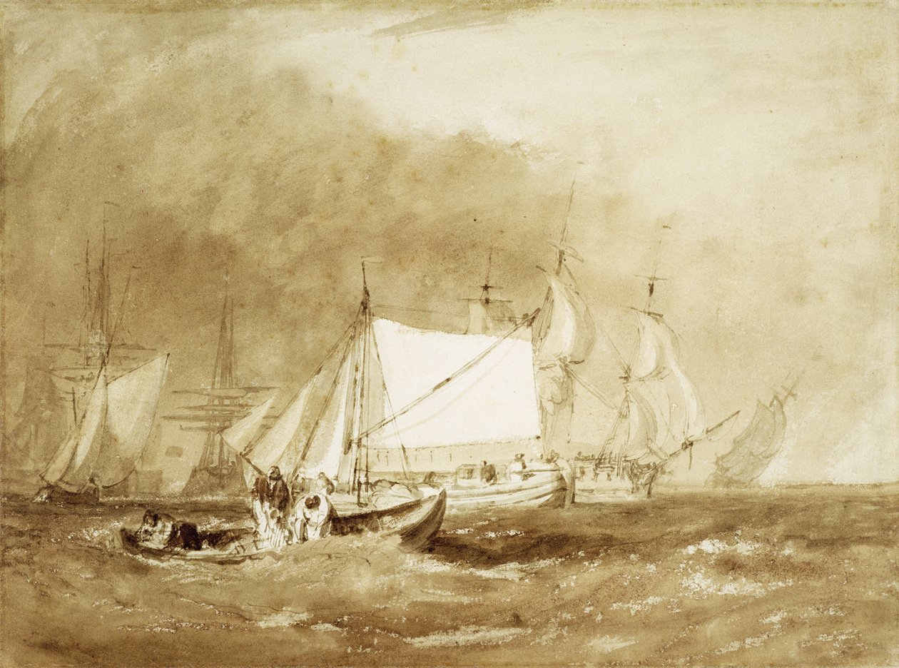 Schifffahrtsszene mit Fischern, ca. 1815-20 von Joseph Mallord William Turner