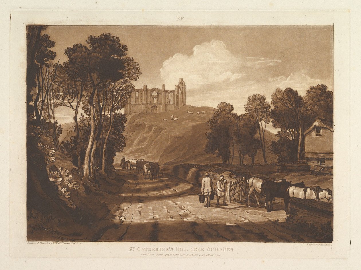 St. Catharines Hill bei Guilford Liber Studiorum, Teil VII, Tafel 33, Juni 1811 von Joseph Mallord William Turner