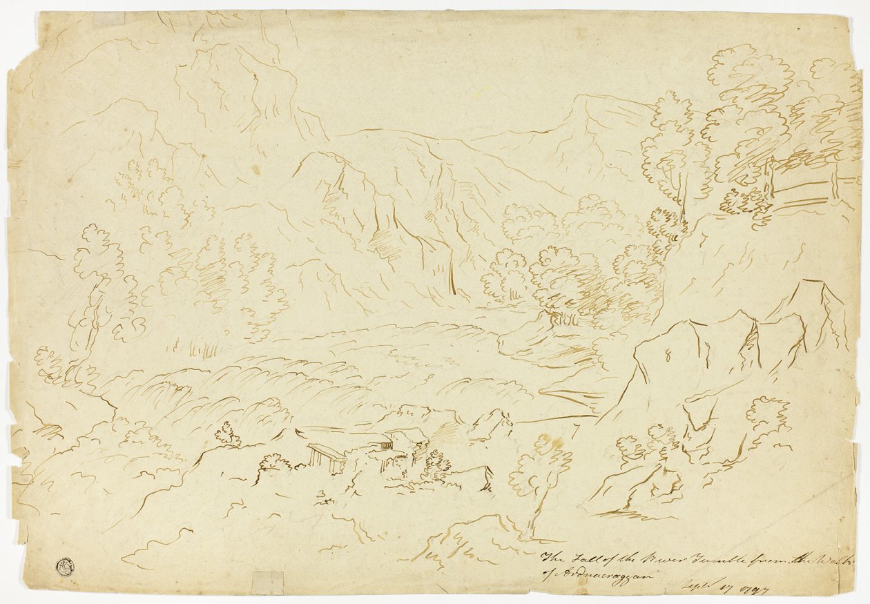 Der Fall des Flusses Tumble (recto); Ansicht von Fastraly (verso) von Joseph Mallord William Turner