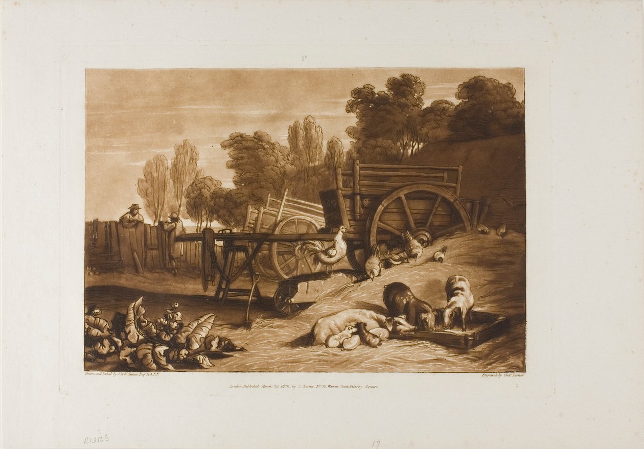 Der Bauernhof mit dem Hahn, Platte 17 aus Liber Studiorum von Joseph Mallord William Turner