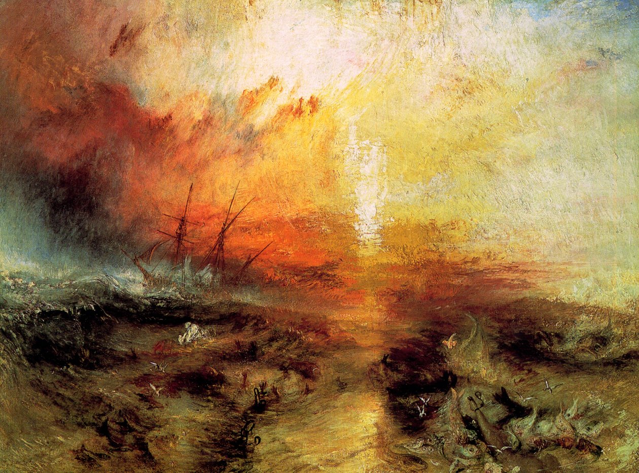 Das Sklavenschiff Sklaven werfen die Toten und Sterbenden über Bord, Typhon kommt auf, 1840 von Joseph Mallord William Turner