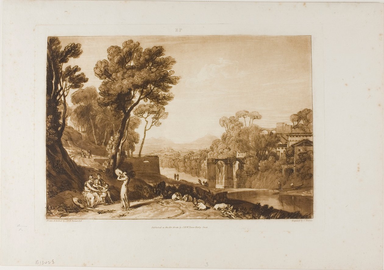 Die Frau und Tamburin, Platte 3 aus Liber Studiorum von Joseph Mallord William Turner