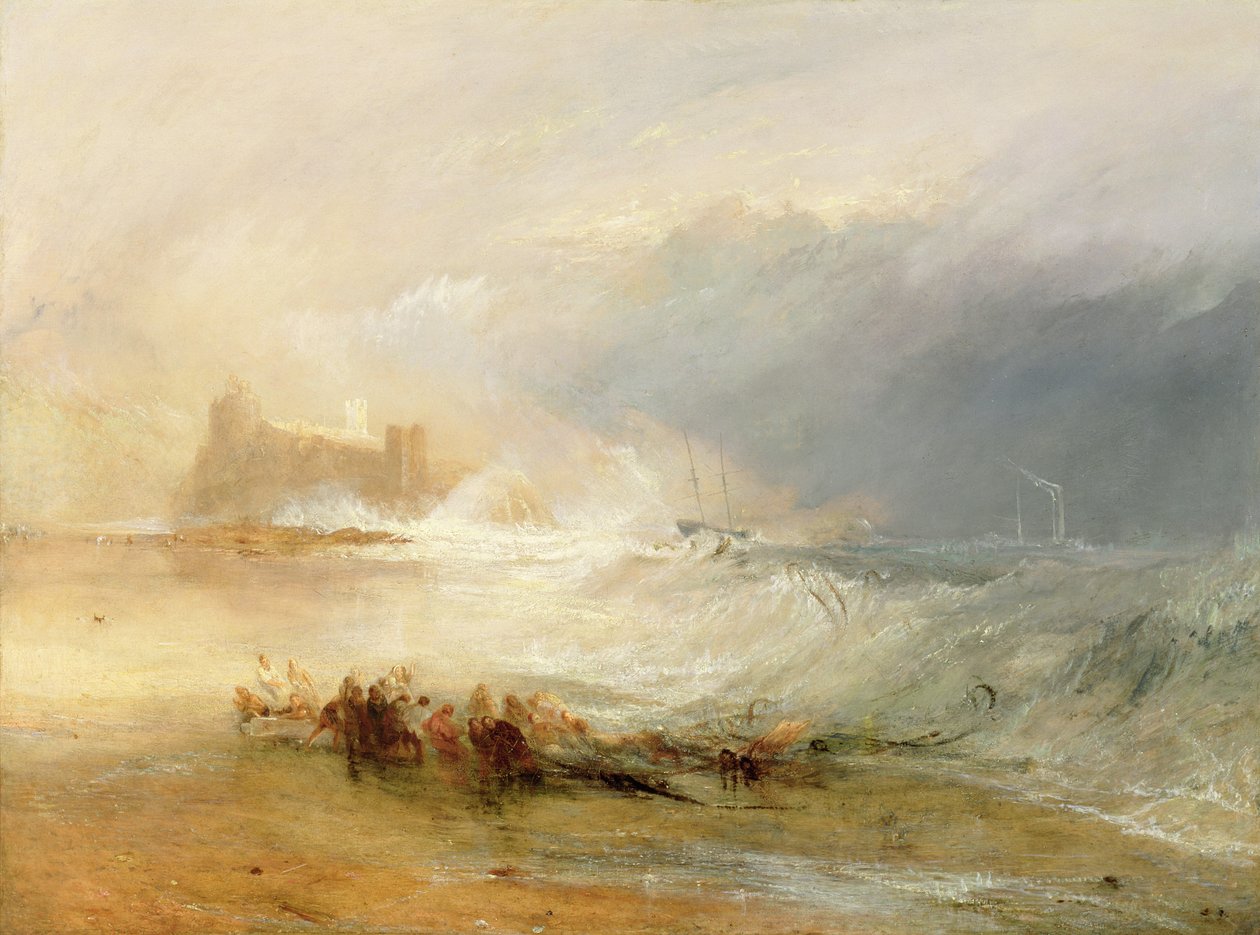 Schiffswracks - Küste von Northumberland, mit einem Dampfschiff, das einem Schiff vor der Küste hilft, 1834 von Joseph Mallord William Turner